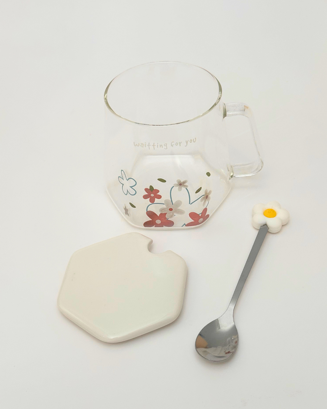 Papatya Tasarımlı Cam Kupa Bardak