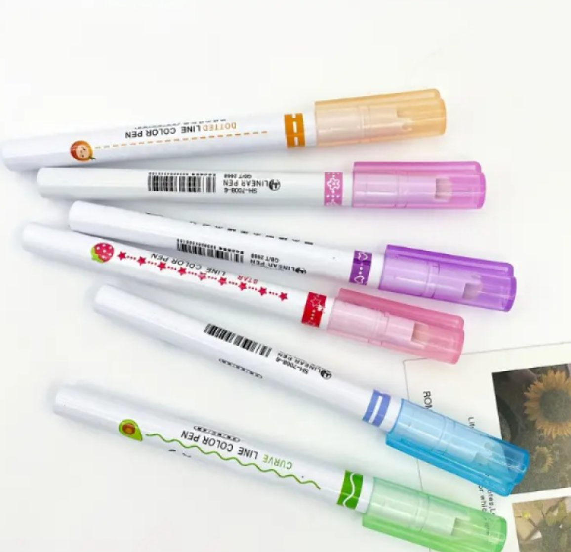 Şekilli Desen Baskılı 6'lı Kalem Seti