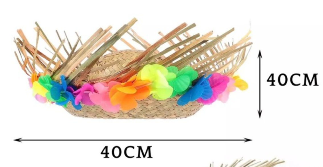 Natural Renkli Püsküllü Örme Hasır Hawaii Şapka