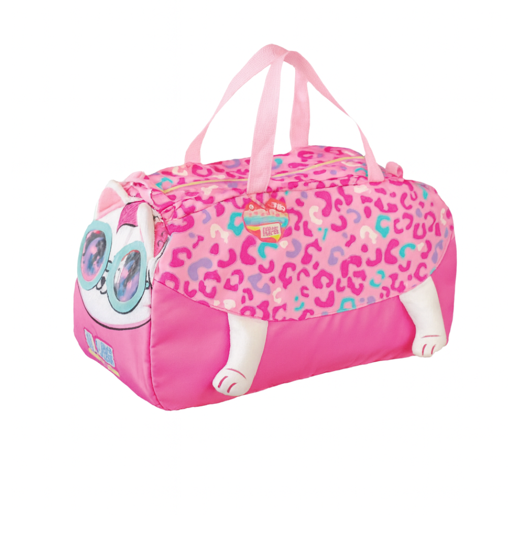 Pembe Leopar Desenli Şirin Kedi Spor Çantası