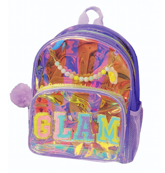 Işıltılı Glam Mor Sırt Çantası – Parlak ve Renkli Tasarım