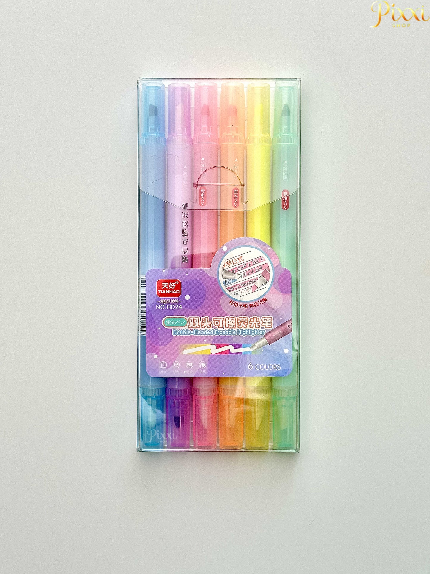 🖍️ Silinebilir Çift Taraflı Fosforlu Kalem Seti – 6 Renk