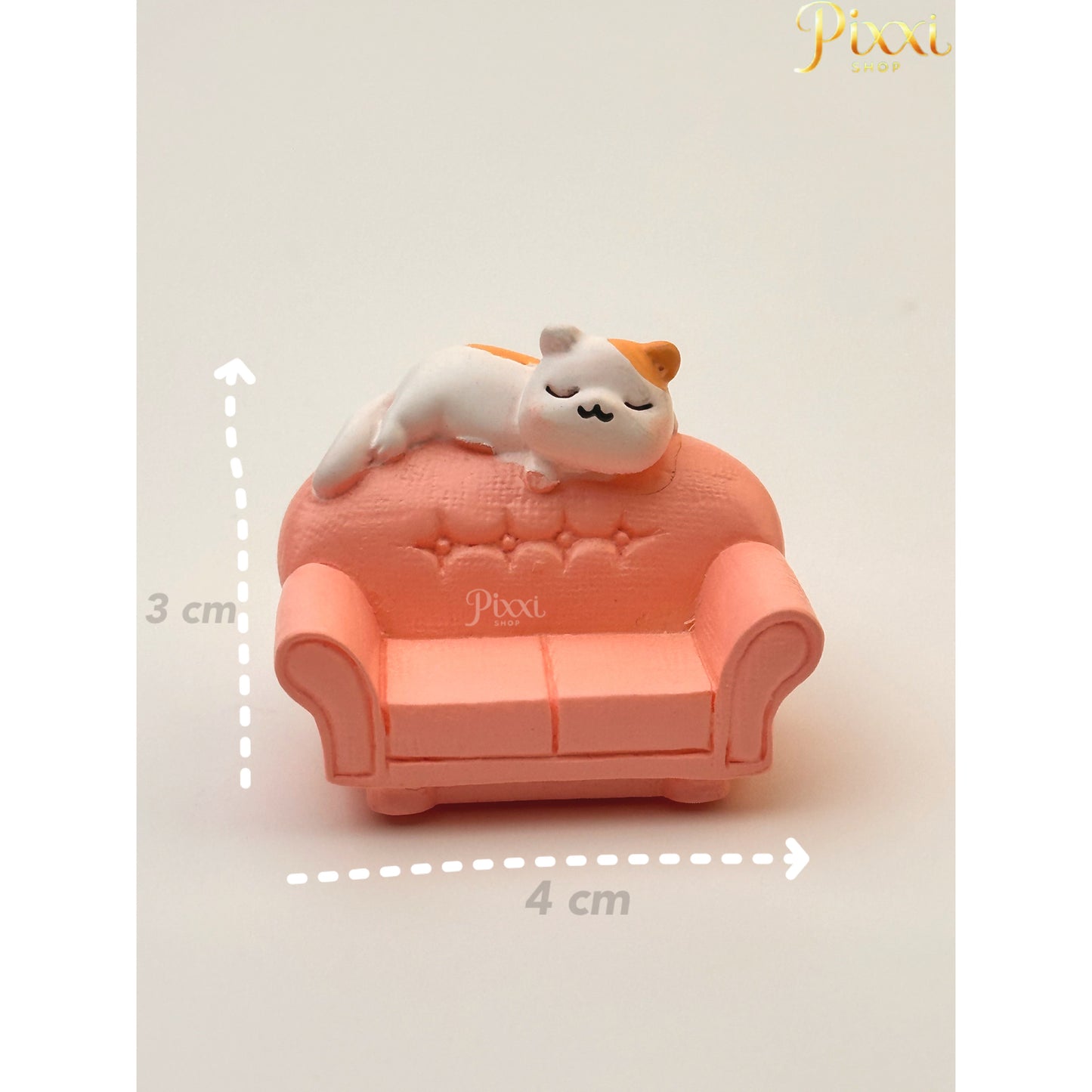 Mini Sevimli Koltukta Uyuyan Kedicik Biblo