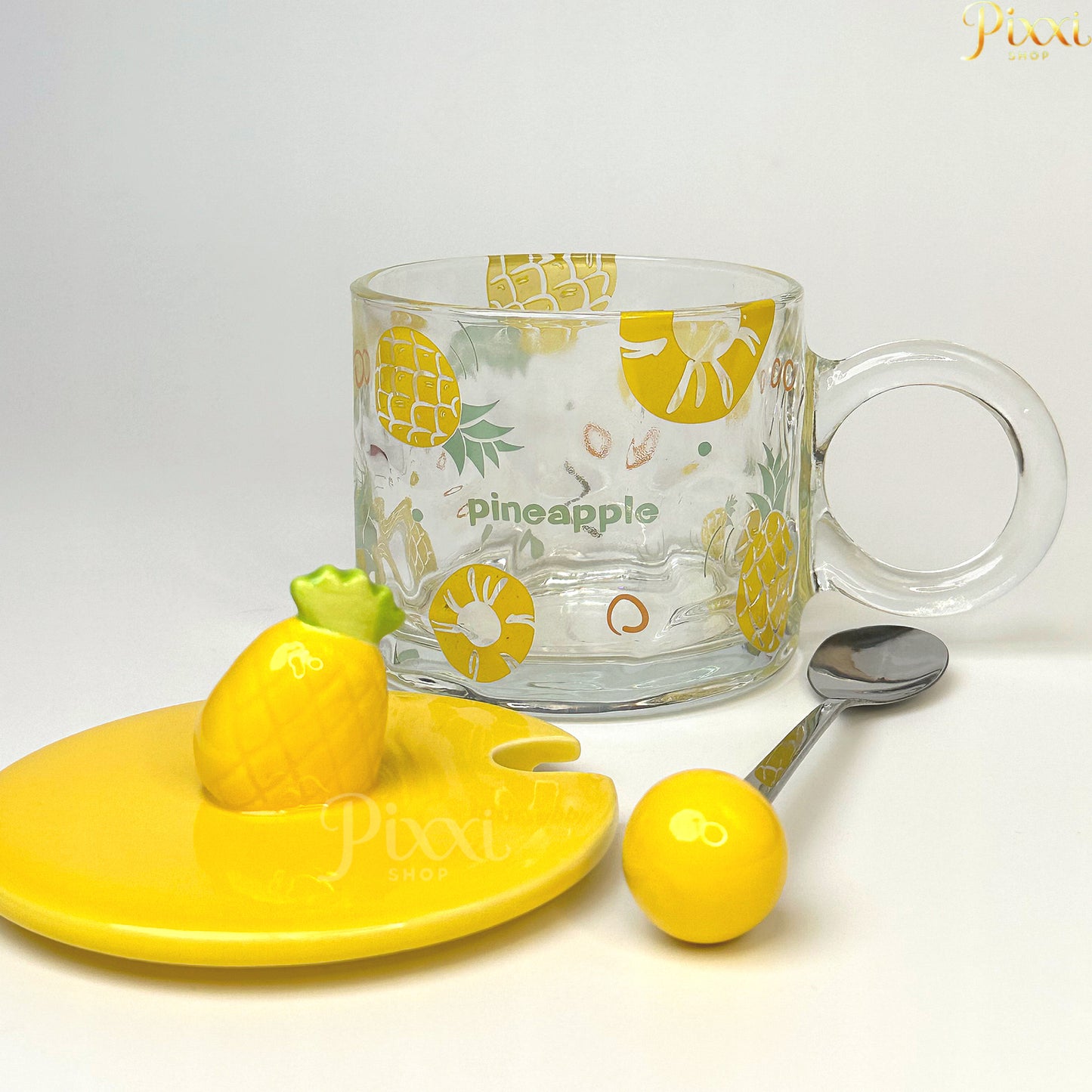 Ananas Tasarımlı Cam Kupa Bardak