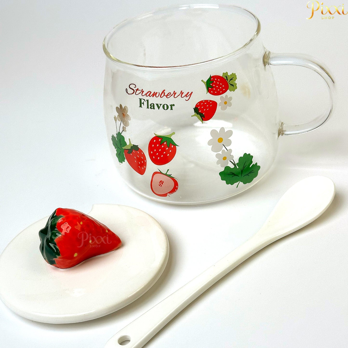 Çilek TasarımlI Cam Kupa