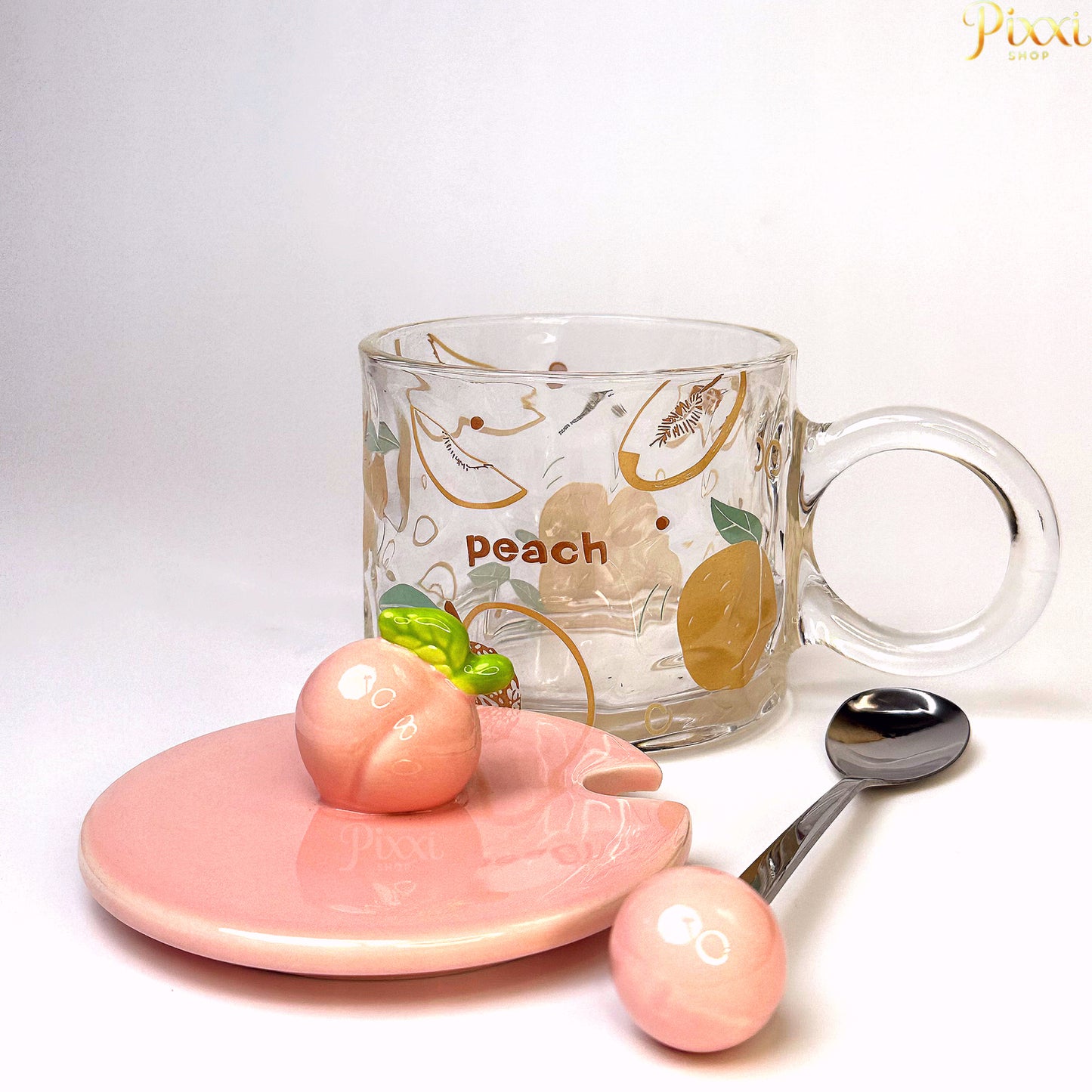 Şeftali Tasarımlı Cam Bardak