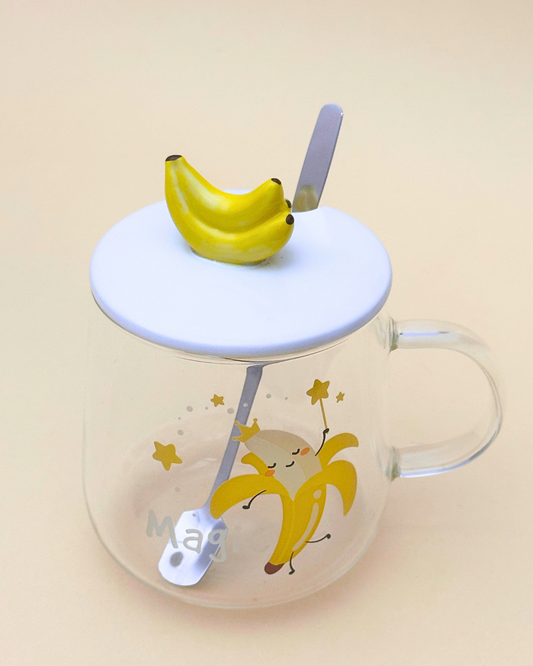 Muz Tasarımlı Cam Kupa Bardak