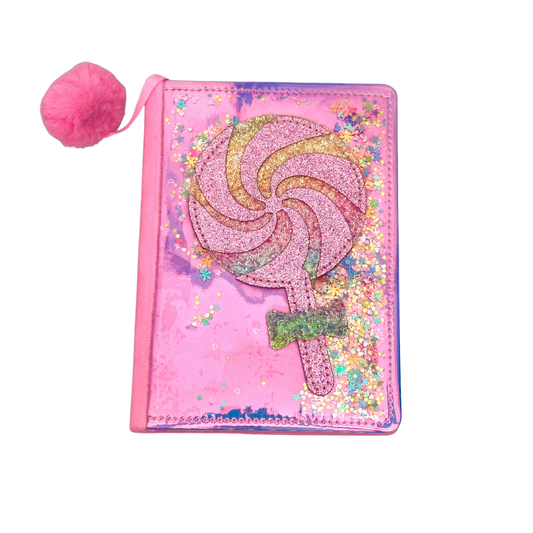 Peluş Ponponlu Hologramlı Çizgili Defter