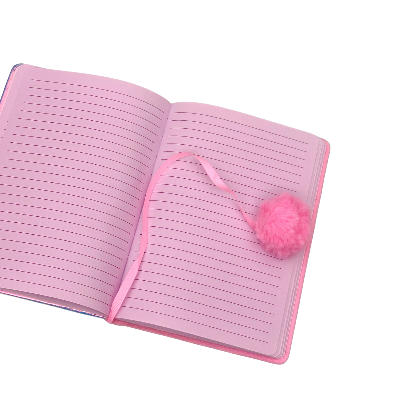 Peluş Ponponlu Hologramlı Çizgili Defter