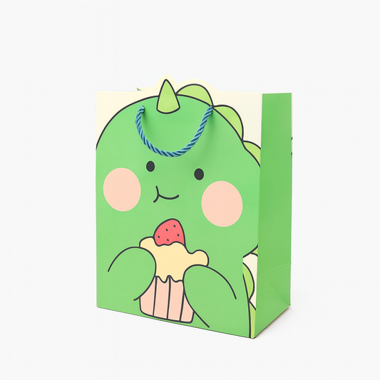 Sevimli Dino Tasarımlı Karton  Hediye Çantası