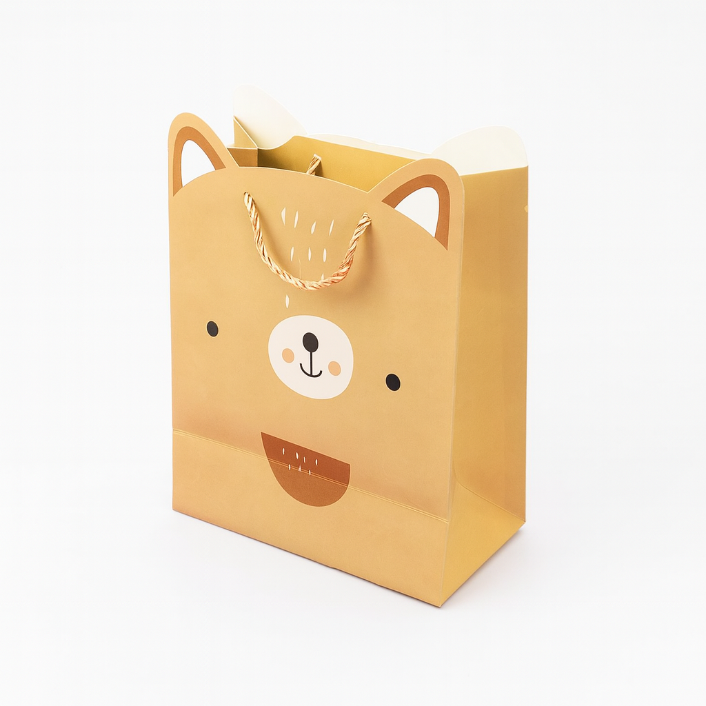 Sevimli Hayvan Tasarımlı Karton Hediye Çantası