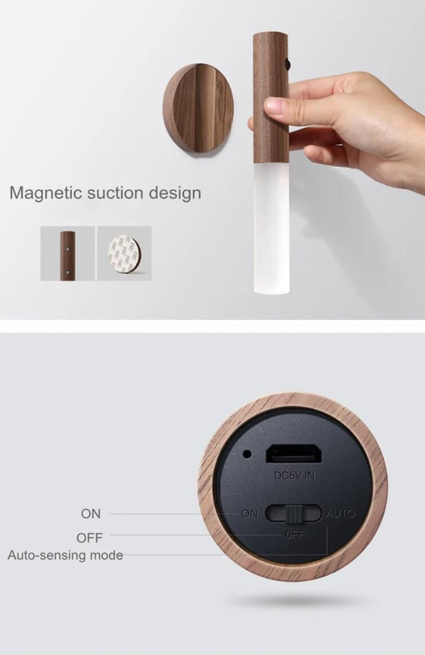 Cata  Ahşap Renk Şarjlı LED Duvar Aplik Günışığı