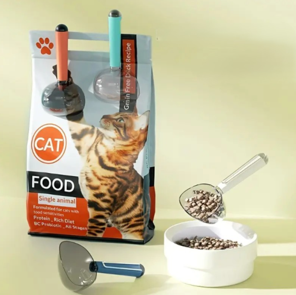 Klipsli Ölçekli Kedi Köpek Mama Küreği