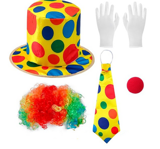 Renkli Palyaço Kostüm Seti – 5 Parça Aksesuar