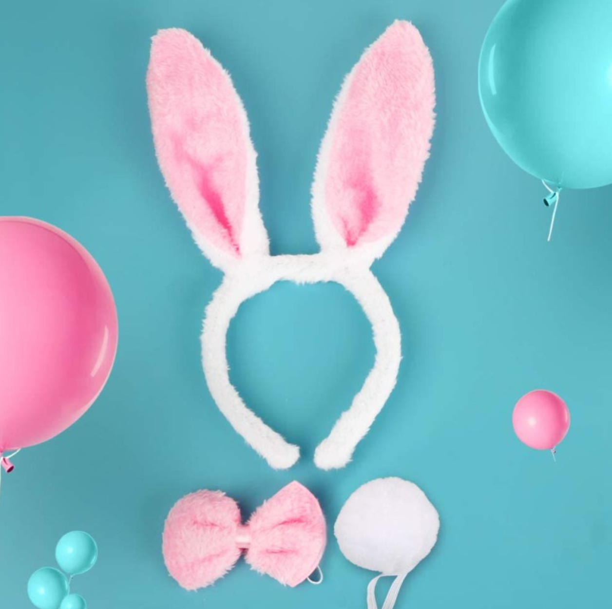 Tavşan Kostüm Seti Taç Papyon Kuyruk Pembe Renk