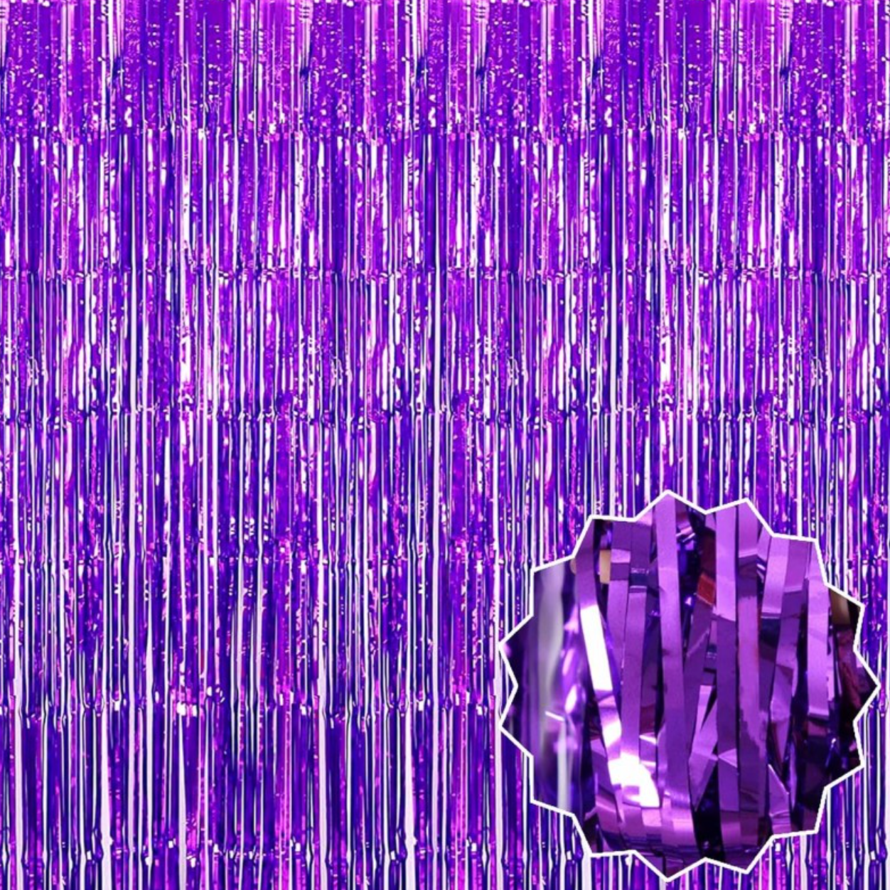 Mor Ekstra Metalize Saçaklı Arka Fon Perde