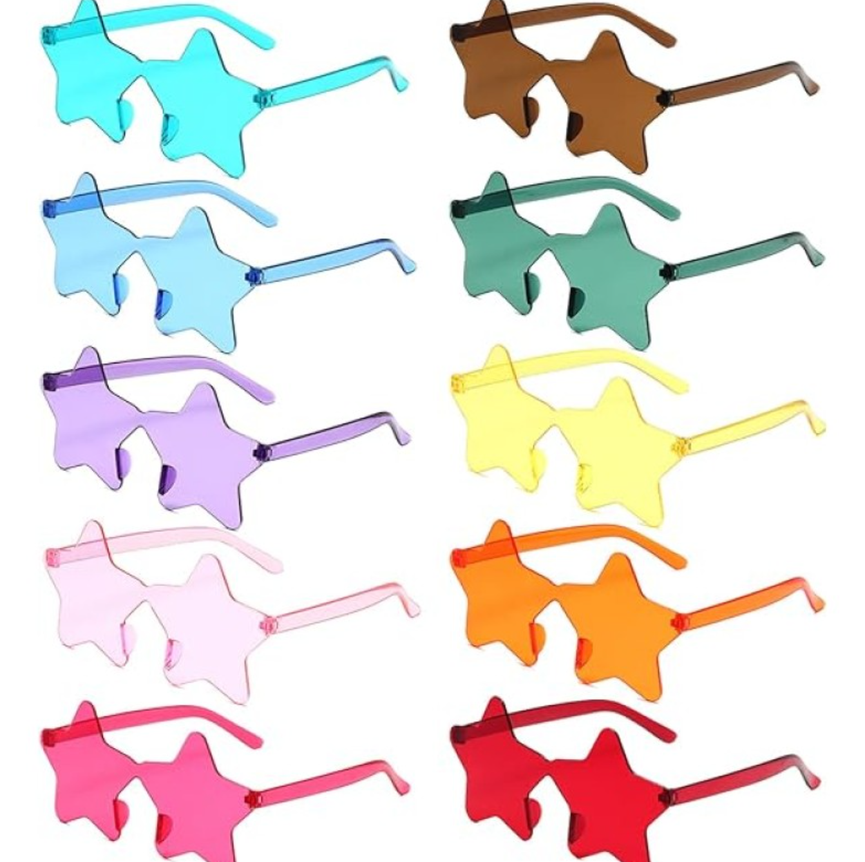 Yıldız Şekilli Çerçevesiz Parti Gözlüğü 6 RENK 6 ADET