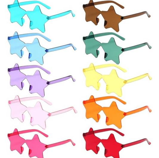 Yıldız Şekilli Çerçevesiz Parti Gözlüğü 6 RENK 6 ADET