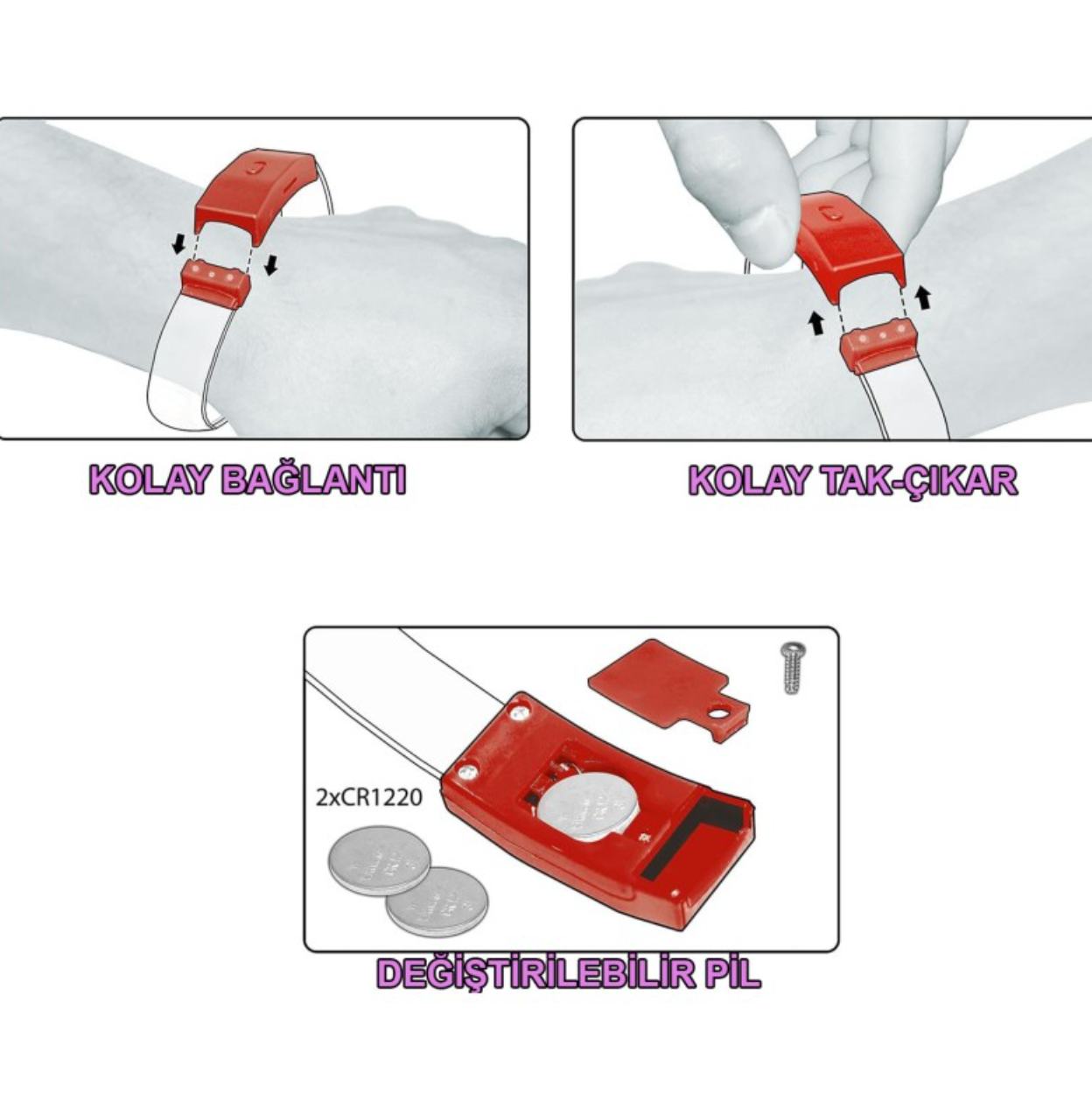 Festival & Parti LED Bileklik 3 Farklı Mod Işıklı 1 Adet