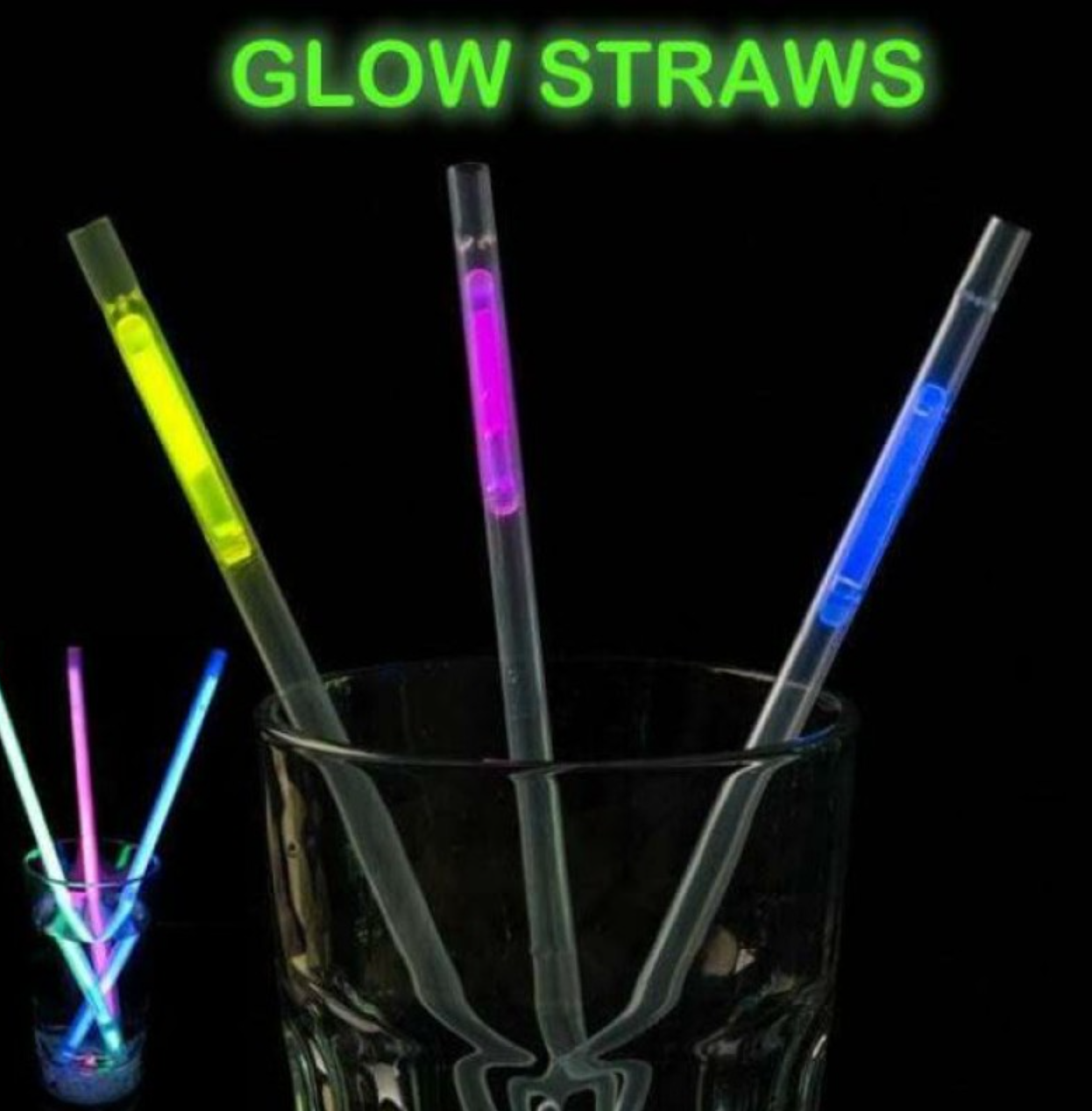 Karanlıkta Parlayan Glow Fosforlu Pipet 3 Renk 3 Adet