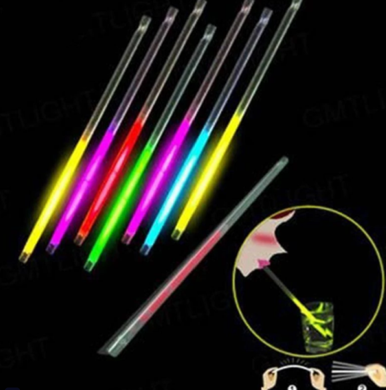 Karanlıkta Parlayan Glow Fosforlu Pipet 3 Renk 3 Adet