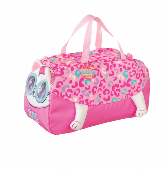 Pembe Leopar Desenli Şirin Kedi Spor Çantası