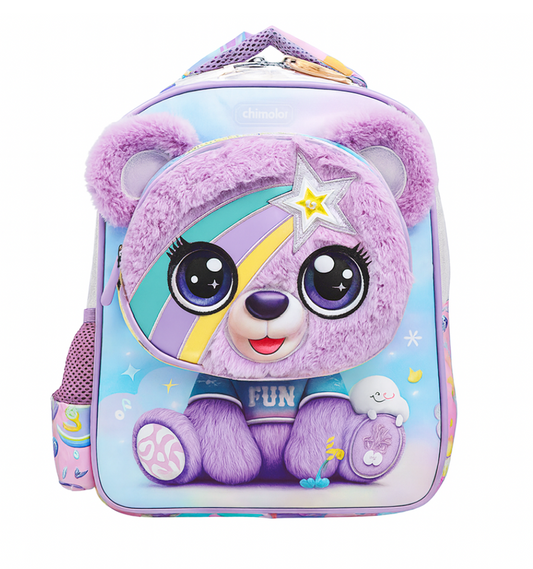 💜 Sevimli Mor Ayıcık 3D Okul Çantası 💜