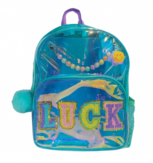 LUCK Yazılı Işıltılı Turkuaz Çocuk Sırt Çantası 🍀