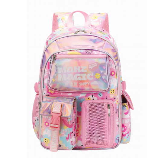 Renkli Desenli “Make Magic” Okul & Günlük Sırt Çantası