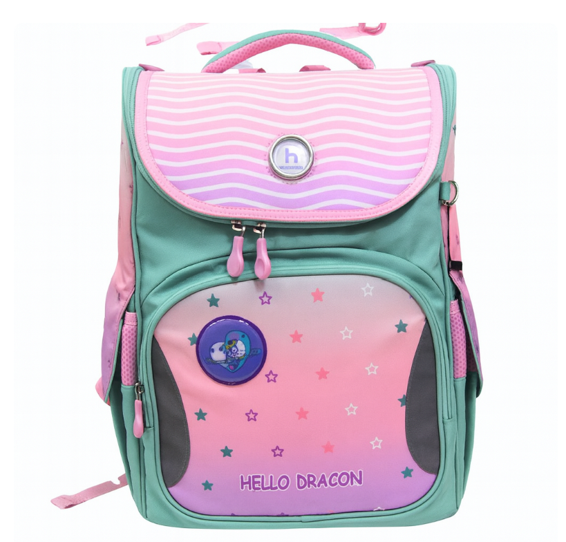 Hello Dracon Pembe-Mint Yıldızlı Okul Çantası