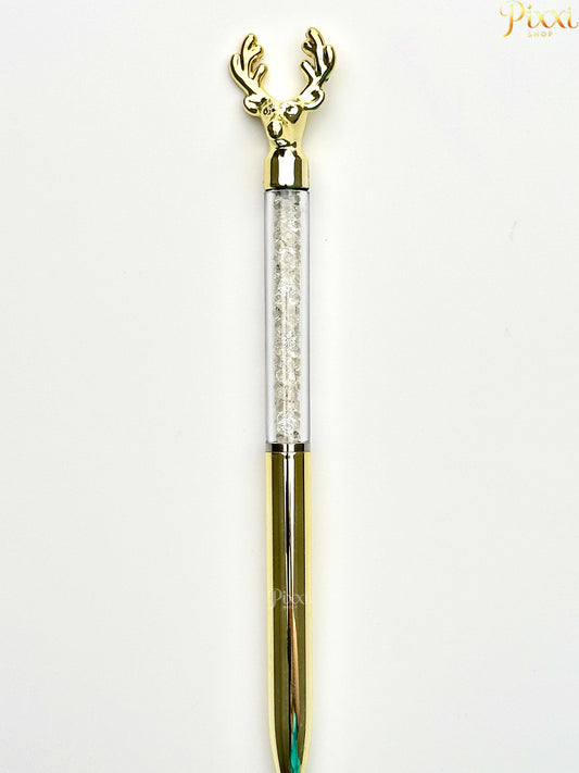 Geyik ve Kristal Tasarımlı Tükenmez Kalem