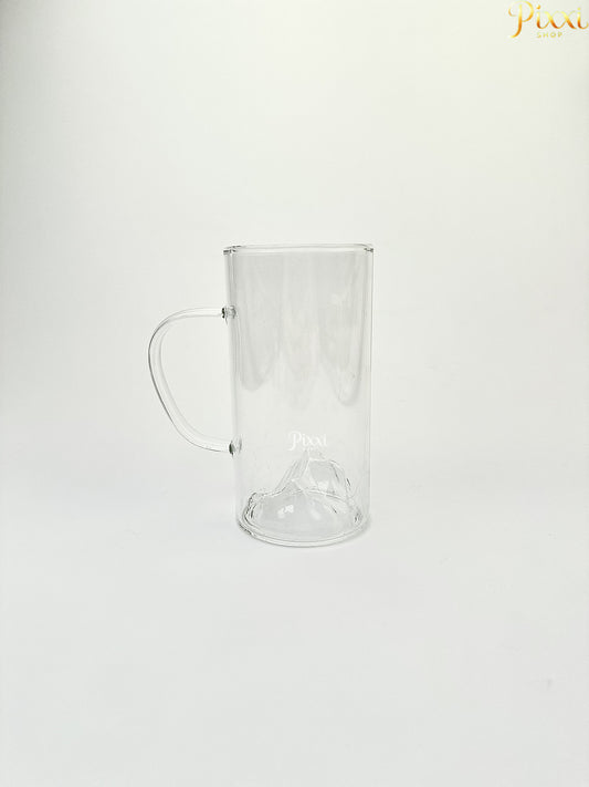 Dağ Tasarımlı Cam Uzun Kulplu Bardak