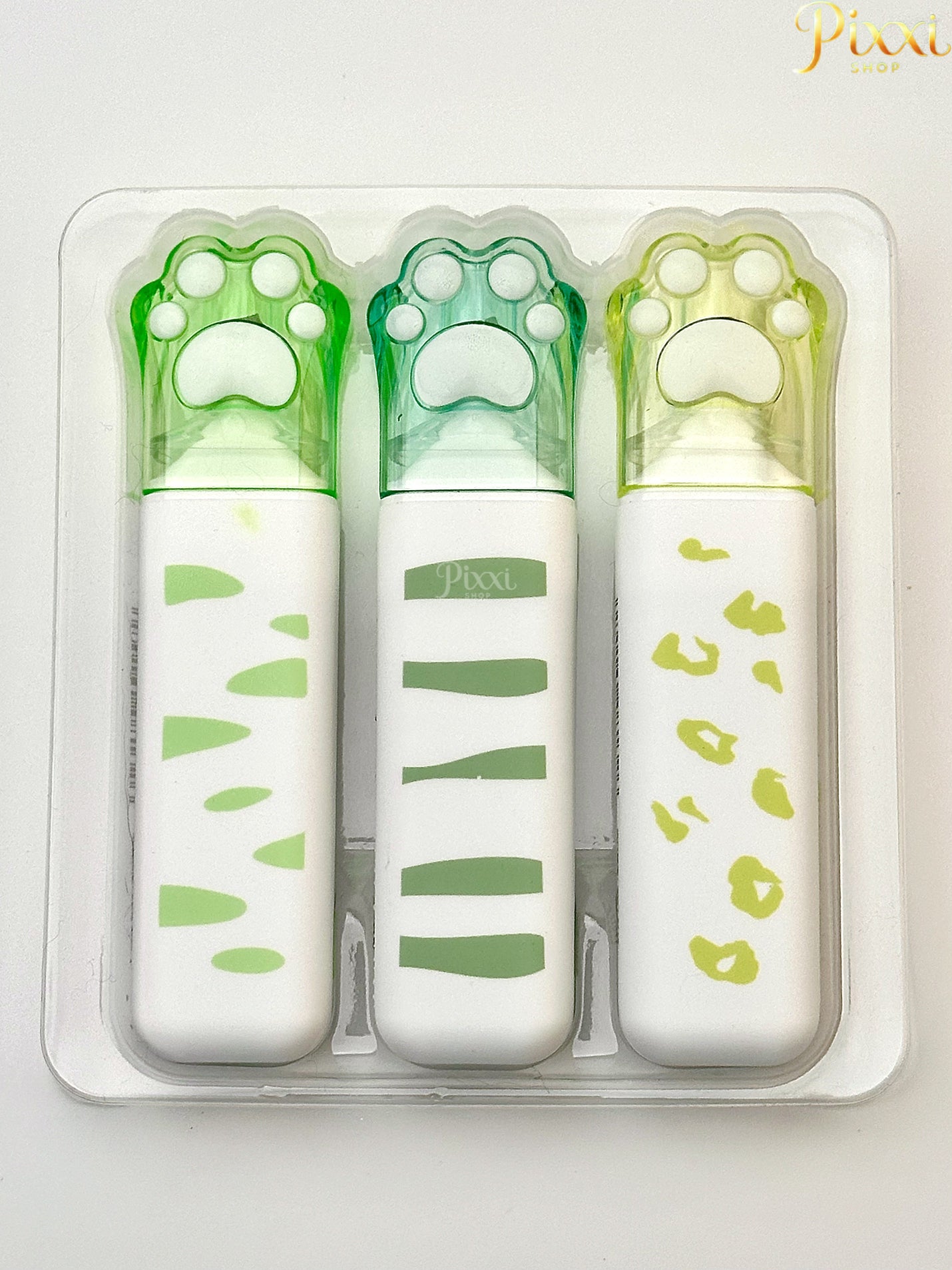 Pati Tasarımlı 3 lü Yeşil Renk Tonları Keçeli Kalem