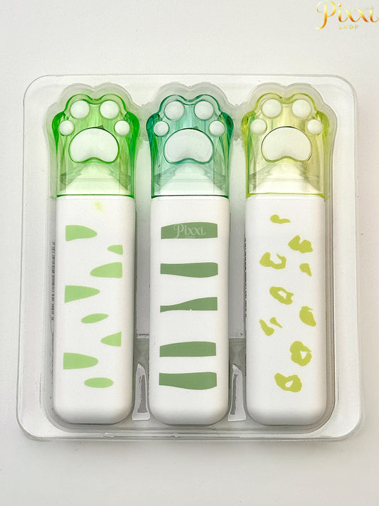 Pati Tasarımlı 3 lü Yeşil Renk Tonları Keçeli Kalem