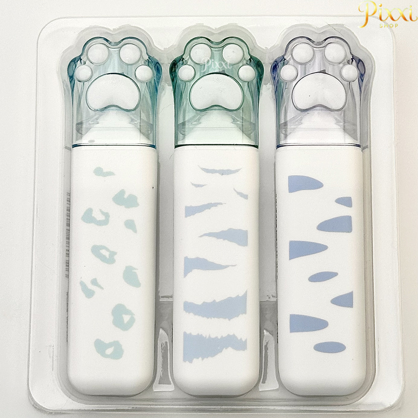 Pati Tasarımlı 3 lü Mavi Renk Tonlarında Keçeli Kalem Seti