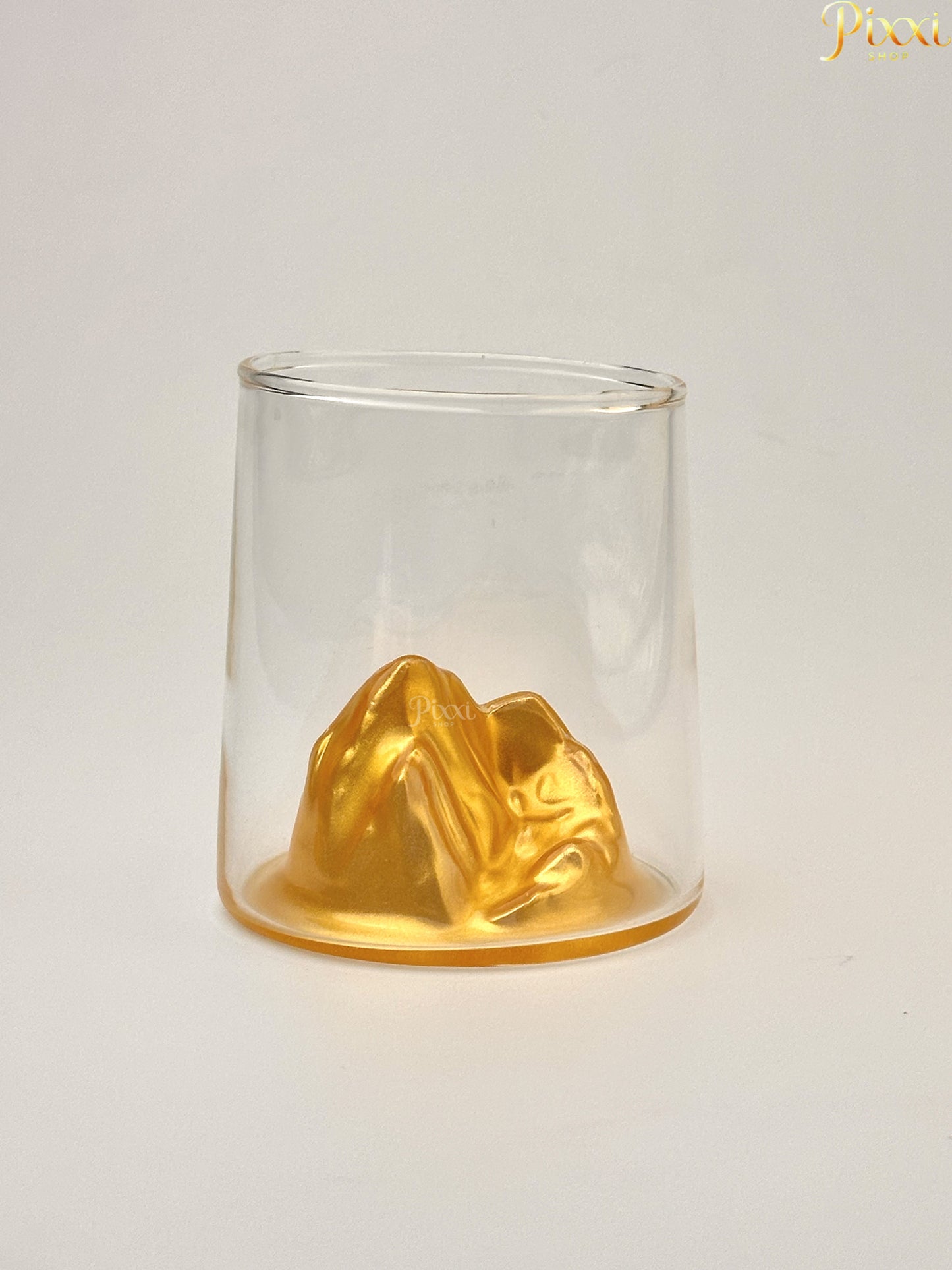 Gold Dağ Tasarımlı Cam Bardak