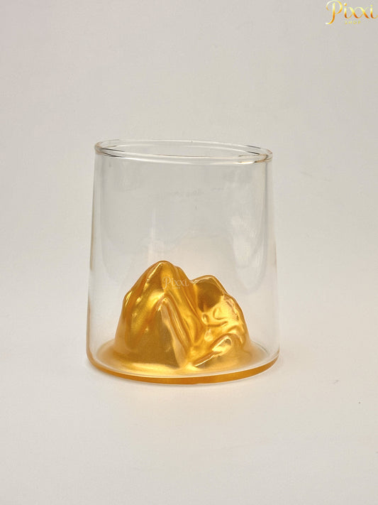 Gold Dağ Tasarımlı Cam Bardak