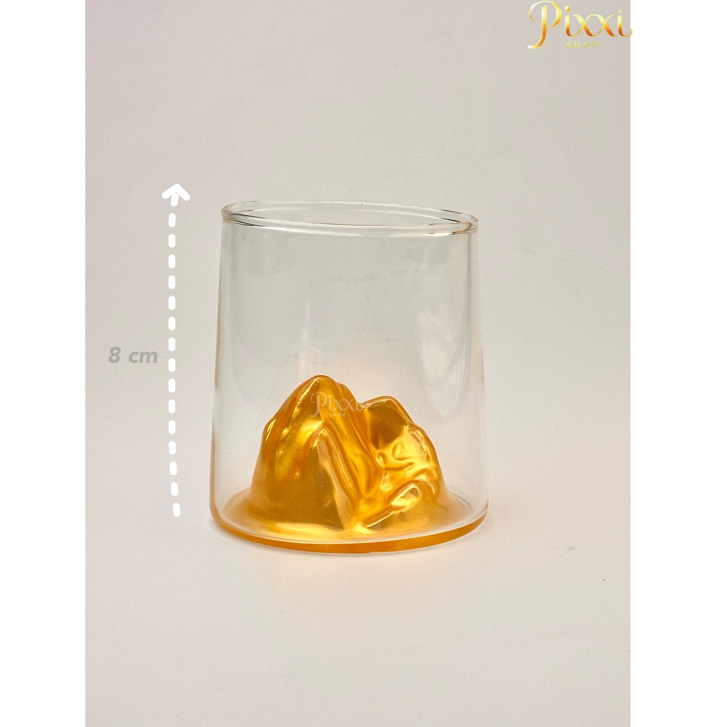 Gold Dağ Tasarımlı Cam Bardak