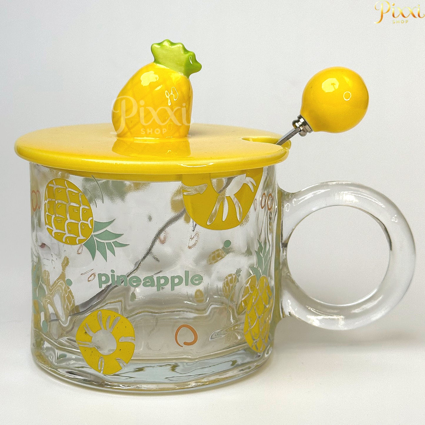 Ananas Tasarımlı Cam Kupa Bardak