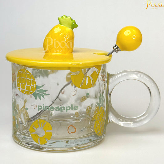 Ananas Tasarımlı Cam Kupa Bardak