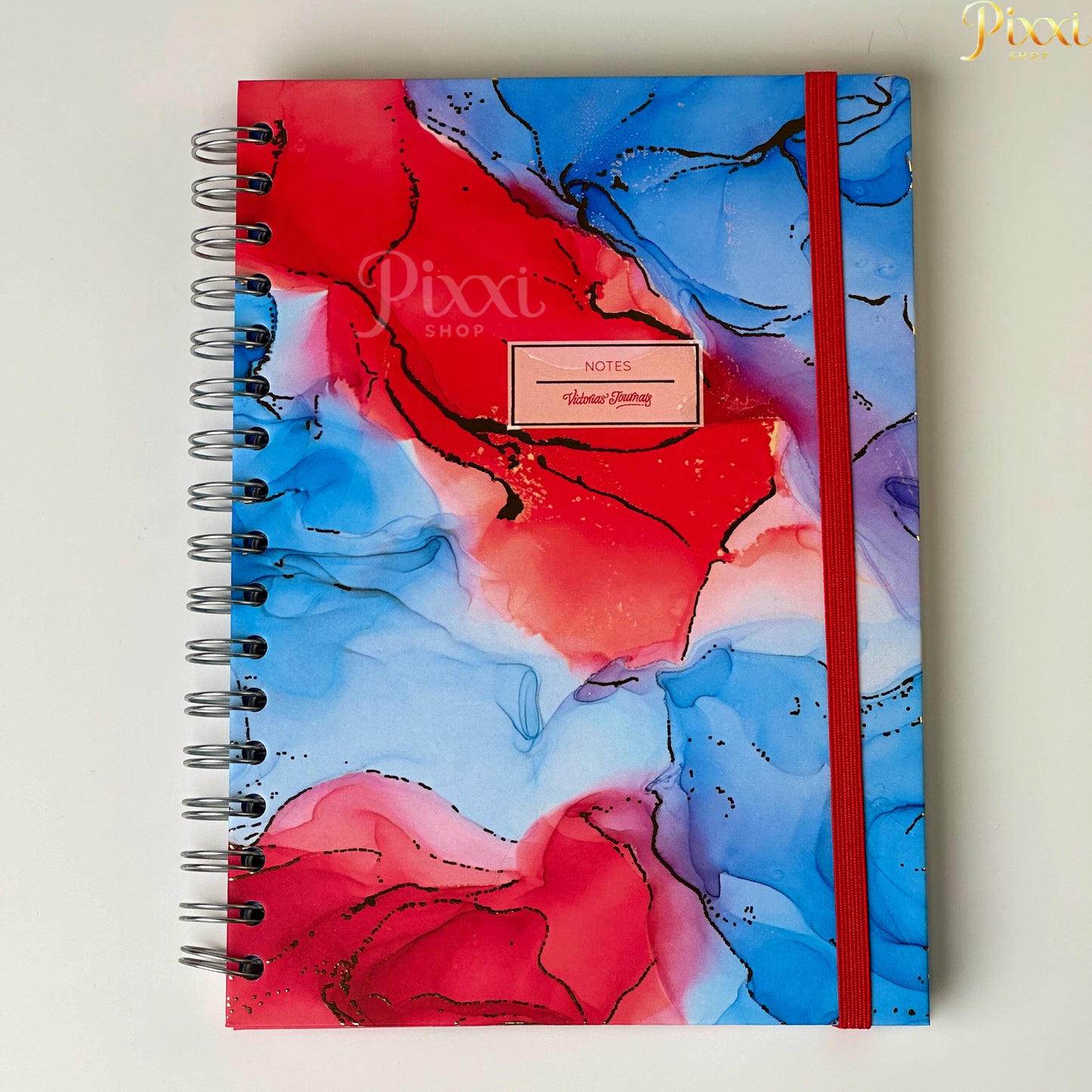 Spiralli Sulu Boya Tasarımlı Lastikli Defter