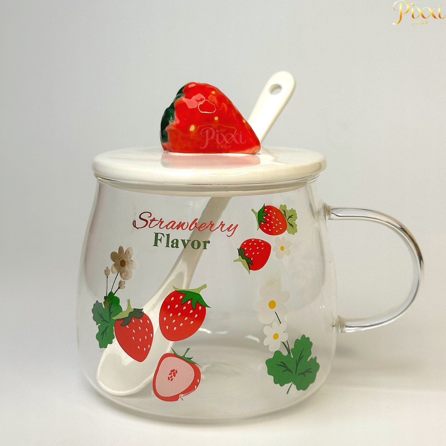 Çilek TasarımlI Cam Kupa