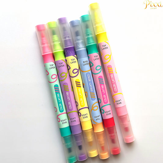 🎨 12 Renkli Çift Taraflı Doodle Kalem Seti – Renkli Hayal Gücün!