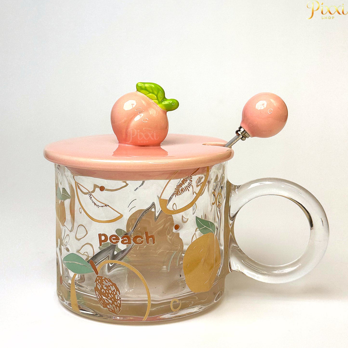 Şeftali Tasarımlı Cam Bardak